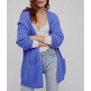 FREE PEOPLE Weekend Getaway Cardigan Sz S Purple Alpaca Oversized Grandpa
